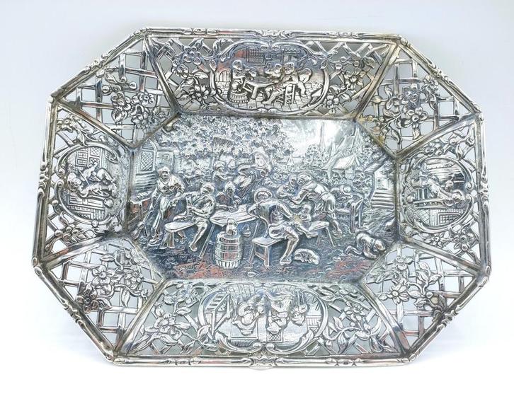 Zilveren koekjesschaal, H. Nieuwold, Groningen, 1947, Antiek en Kunst, Antiek | Goud en Zilver, Zilver, Verzenden