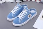 Blauwe lage denim dames sneakers schoenen blote enkel, Verzenden, Nieuw, Blauw, Sneakers of Gympen