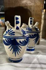 Keramieken Kruikjes met Blauwe Decoratie - Set van 2, Ophalen of Verzenden