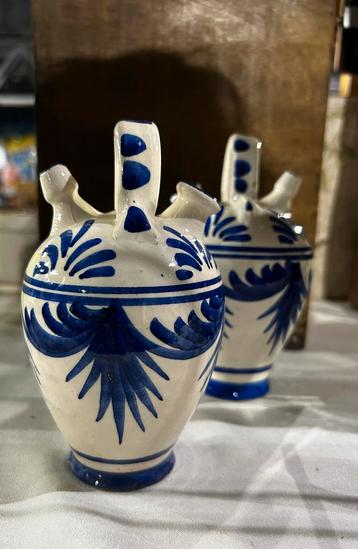 Keramieken Kruikjes met Blauwe Decoratie - Set van 2 beschikbaar voor biedingen