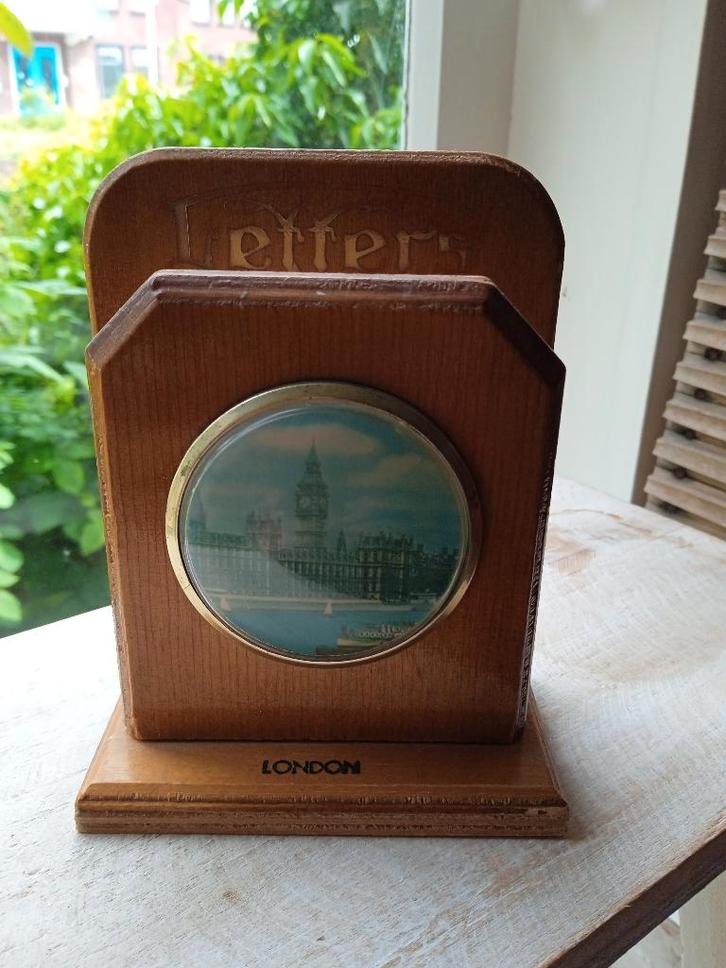Vintage houten postrekje London ~ Brocante -Londen Letters-, Antiek en Kunst, Curiosa en Brocante, Ophalen of Verzenden