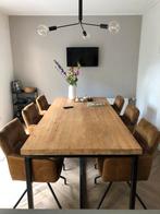 6 eethoekstoelen met leuning en draaibaar, Huis en Inrichting, Ophalen, Bruin, Leer, Zo goed als nieuw