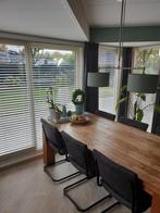 Witte houten luxaflex jaloezieën, Ophalen, 100 tot 150 cm, 200 cm of meer, Wit