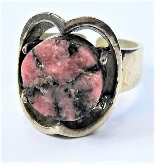 Scandinavische design ring met rhodochrosiet, 925 zilver., Sieraden, Tassen en Uiterlijk, Ringen, Zo goed als nieuw, Dame, 17 tot 18