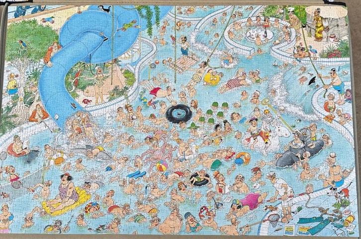 Jan van Haasteren - Tropisch zwemparadijs - 1500, Hobby en Vrije tijd, Denksport en Puzzels, Zo goed als nieuw, Legpuzzel, 500 t/m 1500 stukjes