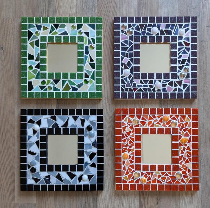 Mozaiek spiegel vierkant, Huis en Inrichting, Woonaccessoires | Spiegels, Nieuw, Minder dan 50 cm, Minder dan 100 cm, Vierkant