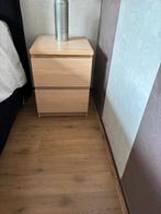 2 Malm Houten nachtkastjes met 2 lades, Ophalen, Minder dan 45 cm, 55 tot 70 cm, Zo goed als nieuw