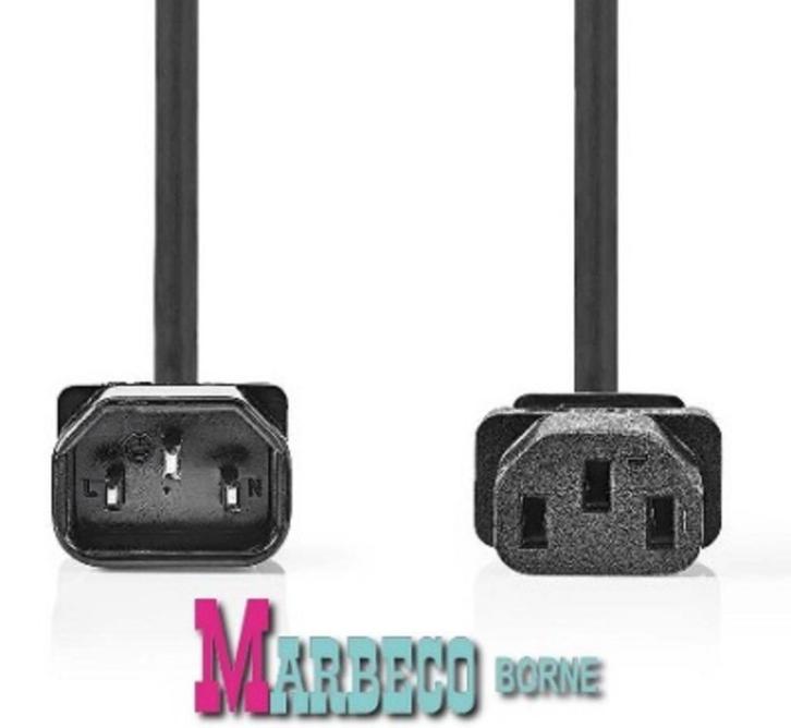 Stroomkabel, Doorluskabel, Verlengkabel IEC-320, 2 meter, Doe-het-zelf en Verbouw, Elektra en Kabels, Nieuw, Kabel of Snoer, Ophalen of Verzenden
