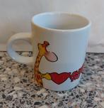 Beker mok kop Leendert Jan Vis wit met giraffen en hartjes, Keramiek, Ophalen of Verzenden, Zo goed als nieuw, Overige stijlen