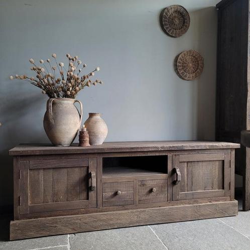 Tv meubel landelijk sober stoer driftwood, Huis en Inrichting, Kasten | Televisiemeubels, Nieuw, Minder dan 100 cm, 25 tot 50 cm