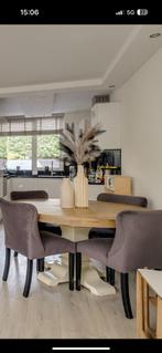 Eettafel met 4 stoelen, Huis en Inrichting, Tafels | Eettafels, Rond, Zo goed als nieuw, Vier personen, 50 tot 100 cm