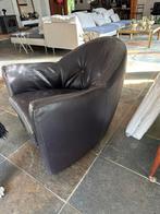 Club fauteuil Leolux donker bruin leer, Gebruikt, Modern, Ophalen, NVT