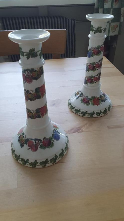 2-delig Pomona Portmeirion kandelaars met het fruit motief, Antiek en Kunst, Antiek | Porselein, Ophalen of Verzenden