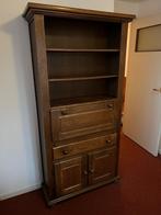 Prachtige antieke donker houten boekenkast met bureau, Gebruikt, Met deur(en), 50 tot 100 cm, 150 tot 200 cm