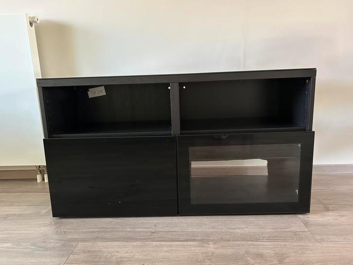 Ikea Besta TV/audio meubel hoogglans zwart glazen deur, Huis en Inrichting, Kasten | Televisiemeubels, Zo goed als nieuw, Minder dan 100 cm