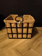 Metalen mand met jute zak - 40x40x31cm, Huis en Inrichting, Woonaccessoires | Kisten, Ophalen, Minder dan 50 cm, 50 tot 100 cm