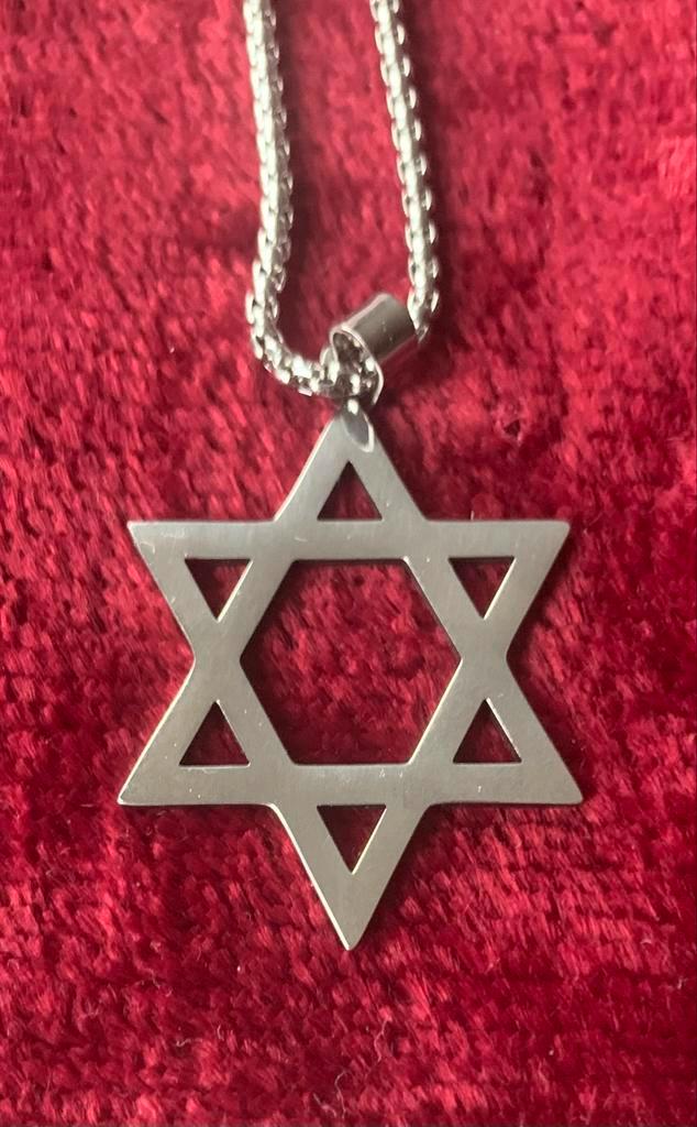 Zilverkleurige metalen Davidster Ketting, Sieraden, Tassen en Uiterlijk, Kettingen, Nieuw, Overige materialen, Zilver, Met hanger