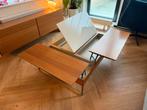 Boconcept Chiva salontafel walnoot fineer met wit glas, Huis en Inrichting, Ophalen, 100 tot 150 cm, Glas, 50 tot 100 cm