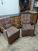 6 Mooie Eetkamerstoelen, Gebruikt, Bruin, Ophalen of Verzenden, Metaal