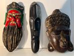 LOT: 2508J- Diversen hout gesneden maskers, Ophalen of Verzenden