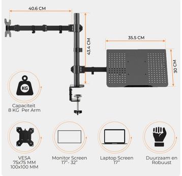 Monitor Arm (13-32”) + Laptop Stand (up to 17”) - Black beschikbaar voor biedingen