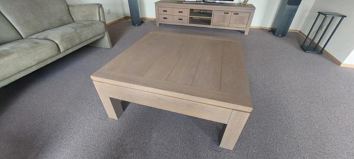 Moderne eikenhouten salontafel, Huis en Inrichting, Tafels | Salontafels, Zo goed als nieuw, Minder dan 50 cm, 50 tot 100 cm, 50 tot 100 cm