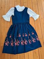 Vintage Dirndl Dirndel 42 Trevira Trachten Modell Dirndl, Overige typen, Blauw, Maat 42/44 (L), Ophalen of Verzenden
