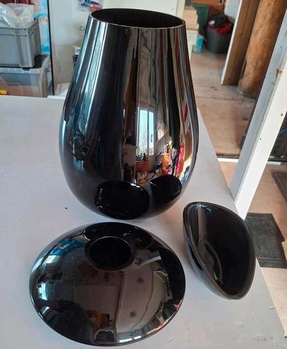 Zwart Glaswerk Set - Vaas & Schalen, Huis en Inrichting, Woonaccessoires | Vazen, Zo goed als nieuw, Zwart, Minder dan 50 cm, Glas