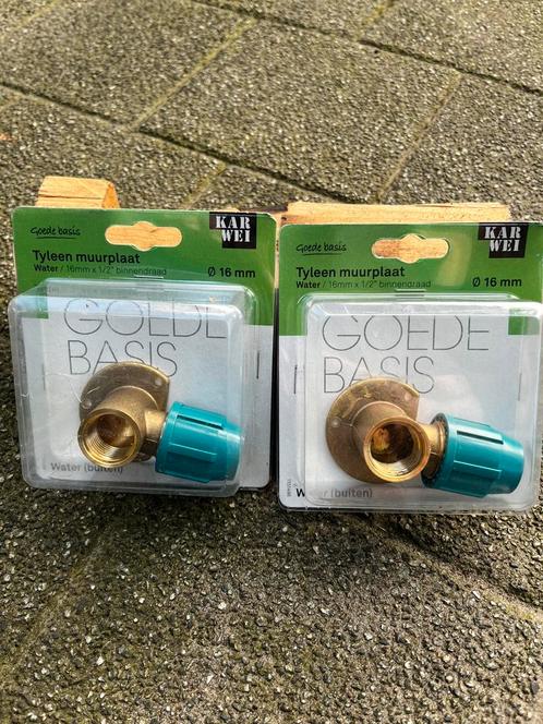 NIEUW: Tyleen muurplaat 16 mm x 1/2” binnendraad:: 2 stuks, Tuin en Terras, Tuinslangen, Nieuw, Overige typen, Ophalen of Verzenden