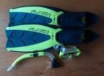 SNORKELSET MET ZWEMVLIEZEN maat  44/45, Ophalen of Verzenden, Zo goed als nieuw, Snorkelset