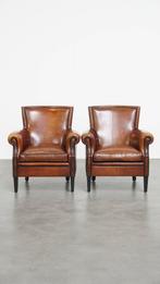 Set van 2 zeer mooie sierlijke schapenleren armchairs, Huis en Inrichting, Fauteuils, Ophalen, Gebruikt, ., Klassiek