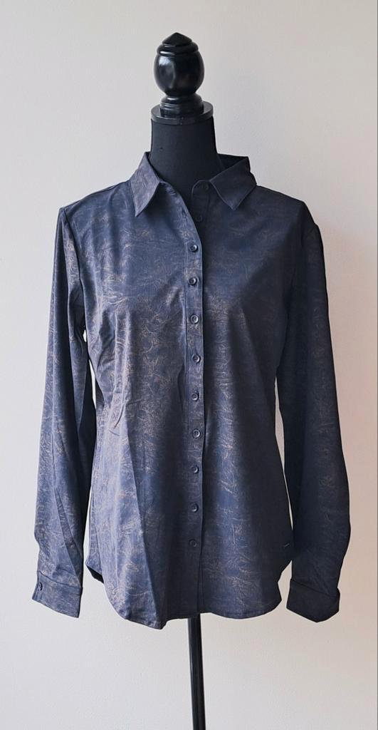 Mi Piace Travelstof Blouse - Maat L - Donkerblauw/Goud, Kleding | Dames, Blouses en Tunieken, Nieuw, Maat 42/44 (L), Blauw, Verzenden