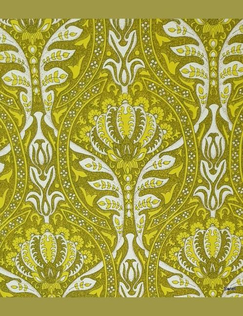 2781 rasterbloemen oranje bruin retro behang swiet wallpaper, Huis en Inrichting, Stoffering | Behang, Wit, Beige, Bruin, Oranje