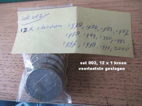 Zweden, set van 12 stuks 1 kroon munten 1978/2000, Postzegels en Munten, Munten | Europa | Niet-Euromunten, Setje, Overige landen