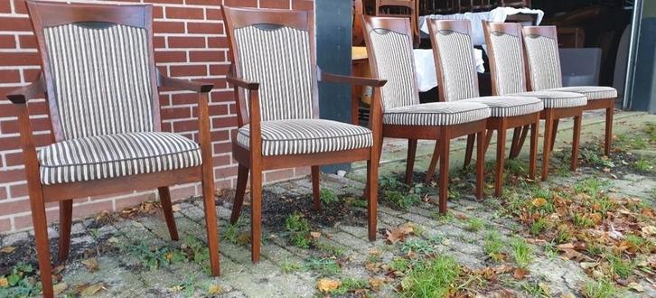 6 Bannink Jugendstil Eetkamerstoelen, Huis en Inrichting, Stoelen, Gebruikt, Vijf, Zes of meer stoelen, Hout, Bruin, Ophalen