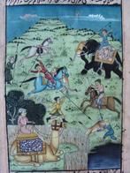 Perzische Miniatuur schildering met kaligrafie ca 1820 Qajar, Ophalen of Verzenden