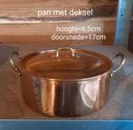 Koperen pan met twee handvaten en deksel (jaren '70), Ophalen of Verzenden, Zo goed als nieuw, Overige materialen