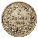 Willem 3 - prachtige zeldzame 5 Cents 1869 zilver p (5974, Koning Willem III, Zilver, Ophalen of Verzenden, Losse munt