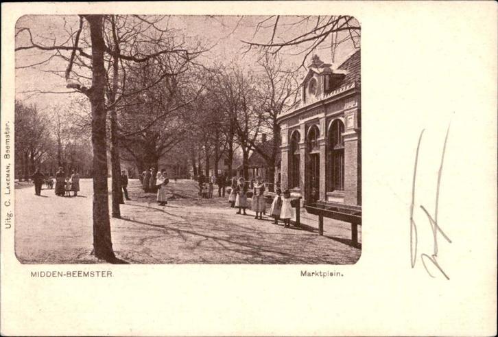 Middenbeemster Marktplein st 1901 TOPKAART, Verzamelen, Ansichtkaarten | Nederland, Gelopen, Noord-Holland, Voor 1920, Verzenden
