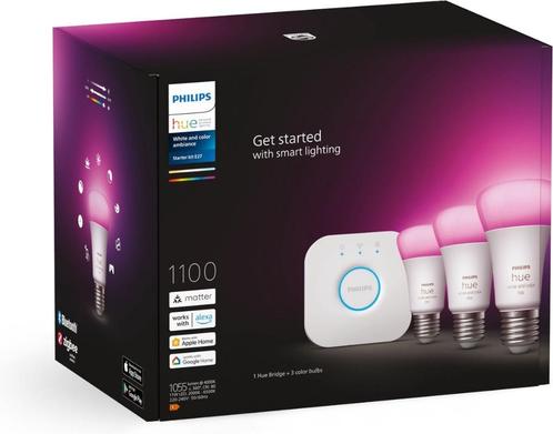 Philips Hue Color 3x E27 & Bridge Starterset 1100 lumen NEW, Huis en Inrichting, Lampen | Losse lampen, Nieuw, Led-lamp, Minder dan 30 watt