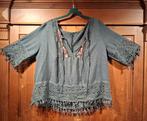boho tuniek antraciet broderie en bloemen 48-50, Kleding | Dames, Grote Maten, Ophalen of Verzenden, Nieuw, Grijs, Blouse of Tuniek