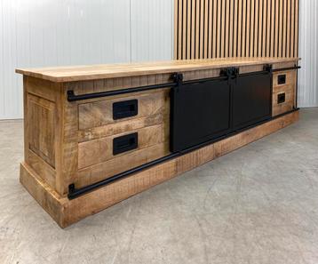 Industrieel landelijk tv meubel dressoir met schuifdeuren  beschikbaar voor biedingen