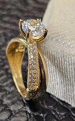 Prachtige 14k dames gouden ringen met zirkonia steen, Nieuw, Ophalen of Verzenden, 17 tot 18, Dame