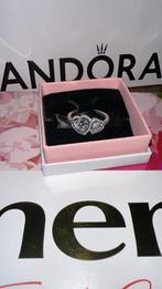 Pandora Dubbele Hart Ring - Maat 54, Sieraden, Tassen en Uiterlijk, Ringen, Ophalen, Zo goed als nieuw, 17 tot 18, Met edelsteen