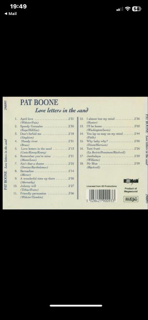 Pat Boone - Love Letters in the Sand CD, Cd's en Dvd's, Cd's | Pop, Gebruikt, Ophalen of Verzenden