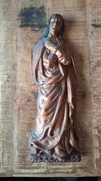 Antieke zwaar gietijzeren religieuze beeld, zie foto's, Antiek en Kunst, Ophalen of Verzenden