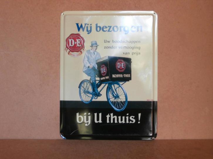 Vintage Douwe Egberts reclame bord D E koffie metaal 40x30cm, Verzamelen, Merken en Reclamevoorwerpen, Gebruikt, Reclamebord, Ophalen of Verzenden