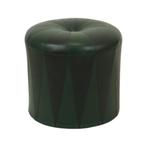 Ronde Vintage Groene Zwarte Poef Tweekleurig Skai Sixties, Minder dan 50 cm, Gebruikt, Rond, Ophalen of Verzenden