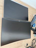 2 monitoren - Philips Curved & HP - en ACT arm, Ophalen, Gebruikt, Curved, VA