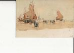 Scheveningen Litho H Cassiers Bomschuiten op het strand 1900, Ophalen of Verzenden, Voor 1920, Ongelopen, Zuid-Holland